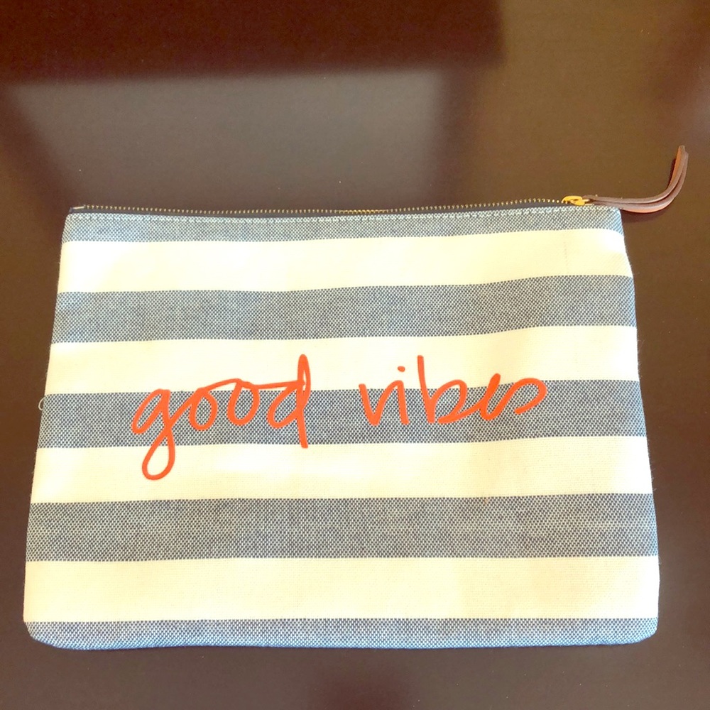 Striped “Good Vibes” Pouch